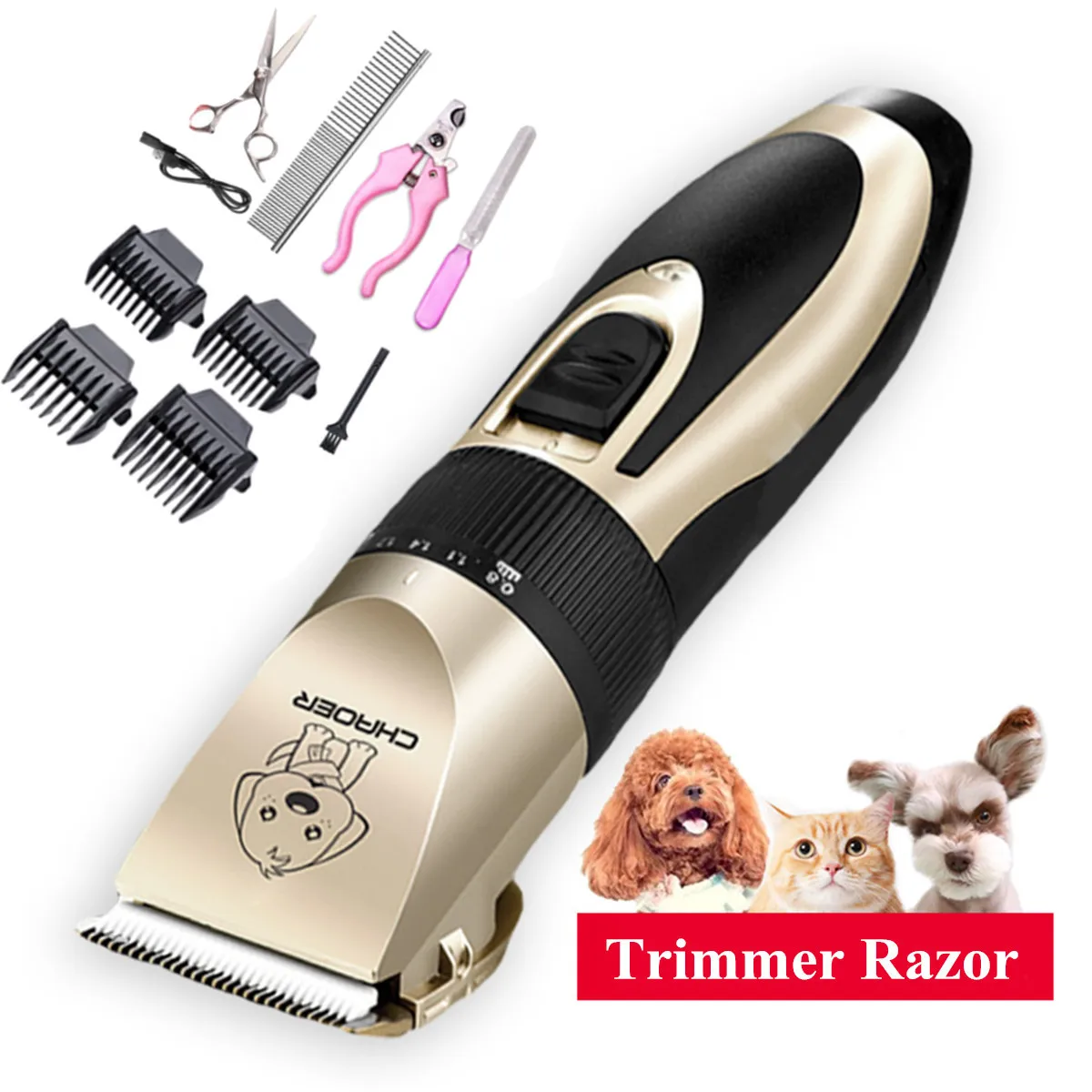 Rechargeable Cordless Cat and Dog Clippers Low Noise Professional Pet Clippers Grooming Kit Animal Clippers Pet Grooming Kit