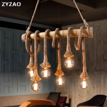 Винтажная пеньковая в стиле "Индастриал" веревка Подвесная лампа E27 лампа ретро Подвесная лампа столовая кухня Подвесная лампа для спальни светильники