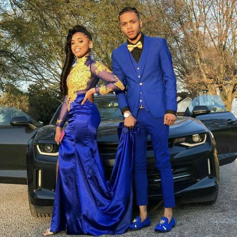 

New 2020 Royal Blue Men Suits for Wedding Groom Tuxedo Prom Party Best Man Outfits Groomsmen Man Ternos Slim Fit Trajes 3 Pcs