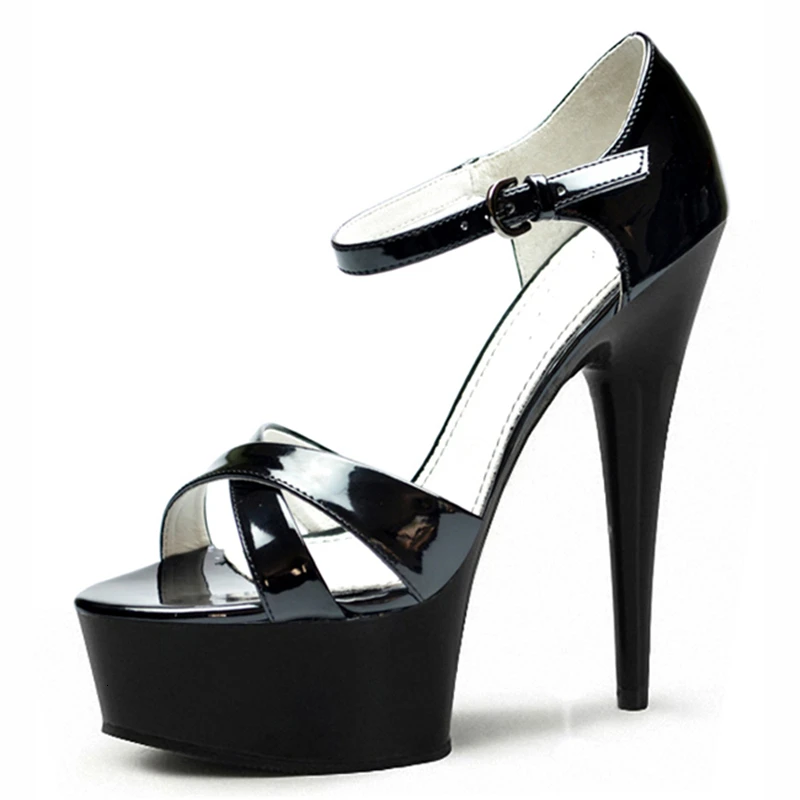 

Hot Pole Dance Party Thin High Heels Female Shoe Open-toe Ankle-buckle Thick Platform Buckles Roma Sandal Big-size