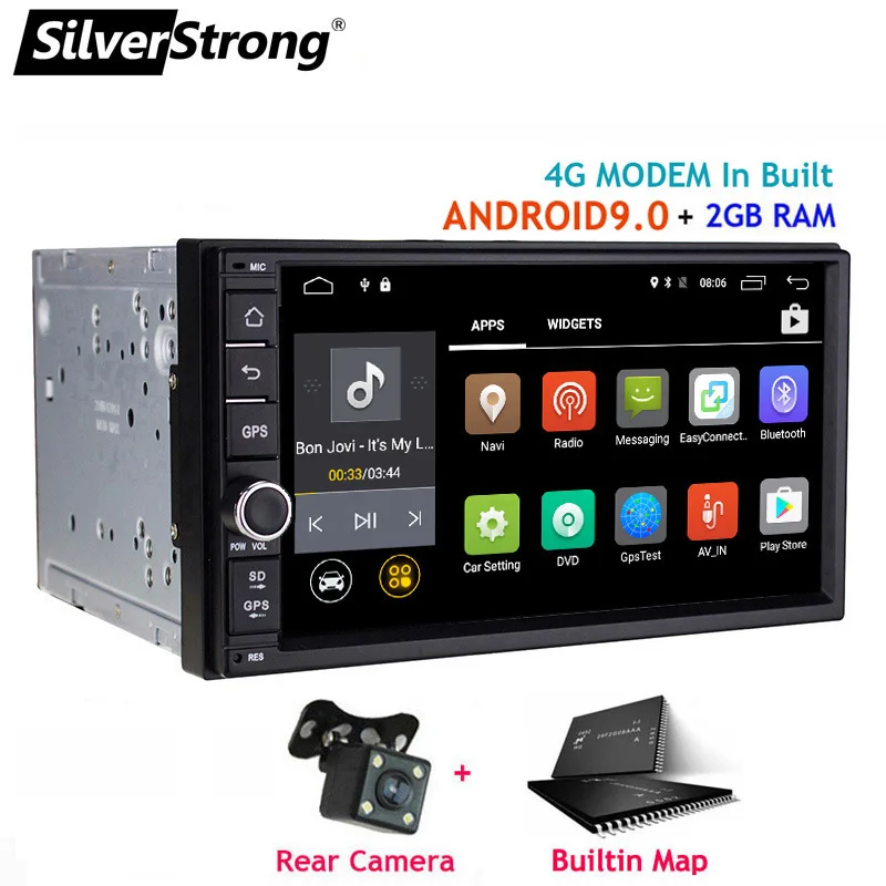 SilverStrong 7 дюймов Android9.0 Универсальный 2 DIN автомобильный DVD 4G Интернет Сим модем