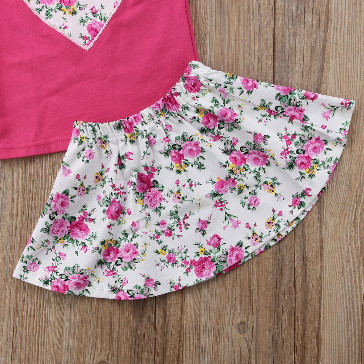 Одежда для маленьких девочек 2 шт. летняя футболка с цветочным принтом + короткая
