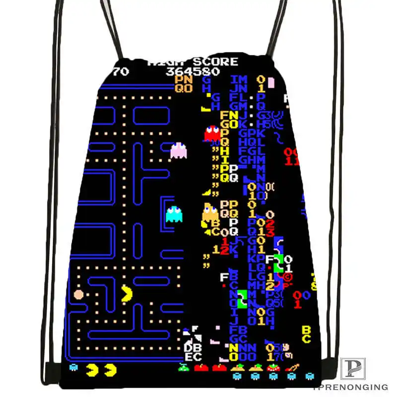 Drawstring Backpack CustomPacman геймер-нерд стиль походная сумка на шнурке милый рюкзак для детей(черная спинка) 31x40 см#180531-02-58 - Цвет: Drawstring Backpack