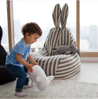 

Nordic style striped Rabbit ears baby sofa Support Seat Cover Plush Chair Learning To Sit Comfortably Children sofa