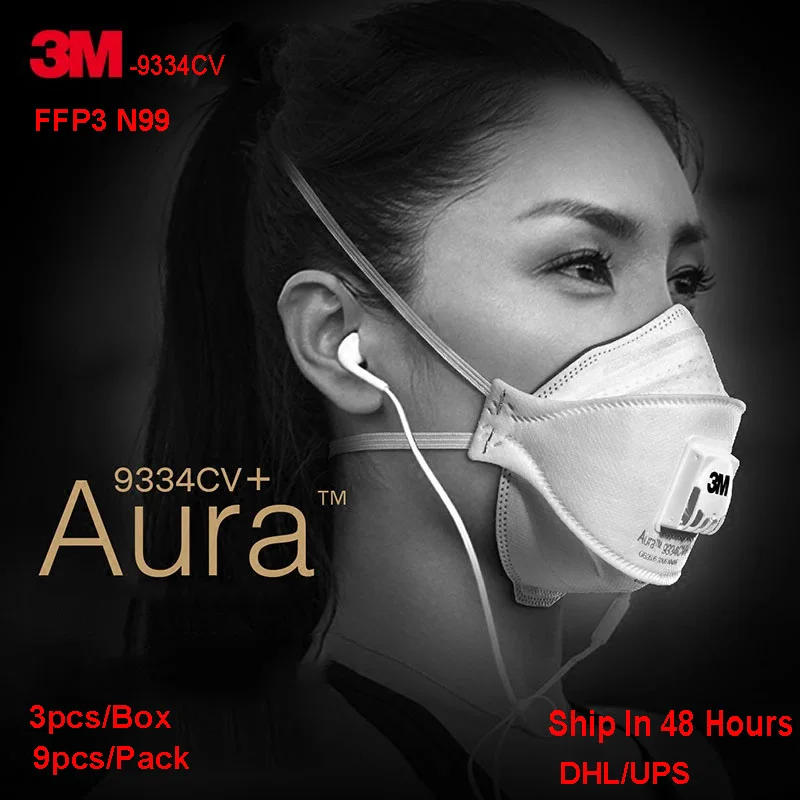 

FFP3 3M 9334CV 9PCS/Pack N95 Safety Protective FFP2 Fish Anti Face Dust Mask PM2.5 Sanitary Working Respirator Headband