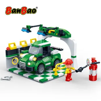 

BanBao Inflation Maintenance Area Racing Car Pull Back Vehicle Bricks Educational Building Blocks Kids Children Model 8638 Toys