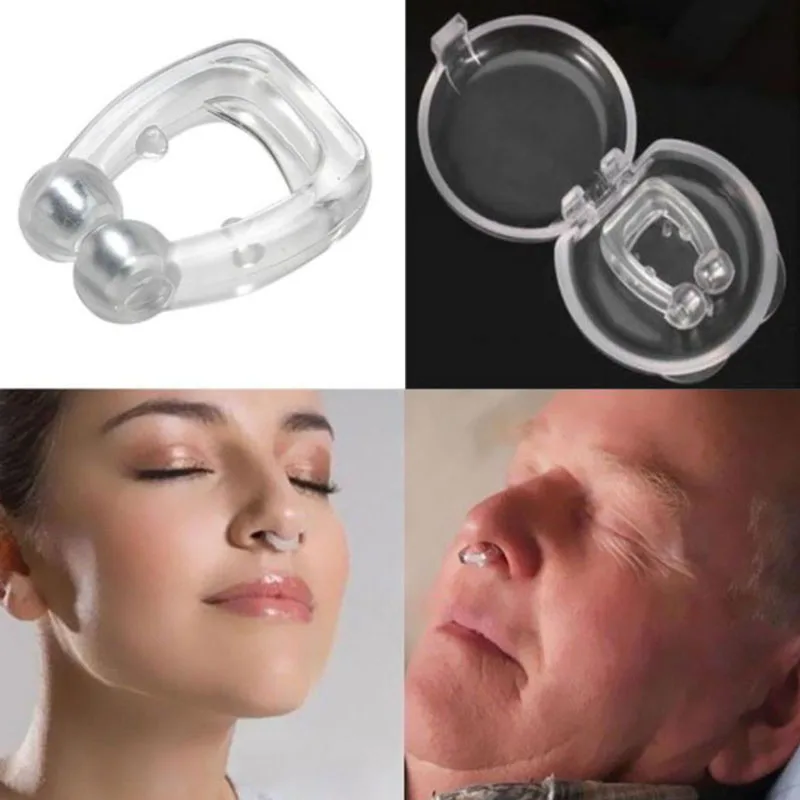 2/4 Pc Magnetic Anti Snoring Device Silicone Anti Snore Stopper Nose Clip Tray Sleeping Aid Apnea Guard Night Device With Case