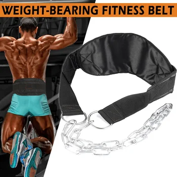 

Fitness Dip Belt with Heavy Duty Steel Chain Double Stitching Weightlifting Bodybuilding Belt YA88
