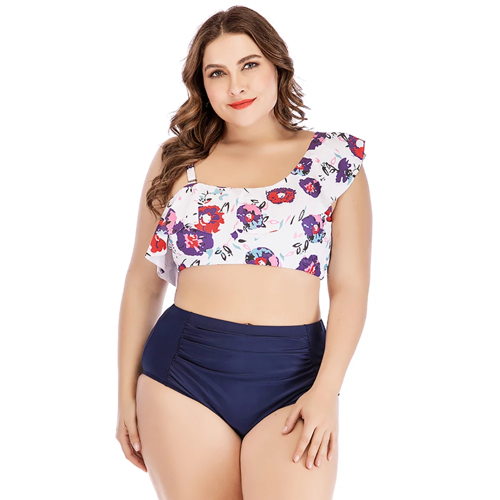 

Plus Size 4XL Bikini Set 2020 Push Up Swimwear Women Floral Print Large Brazilian Swimsuit Sexy High Waist Ruffle Bathing Suit