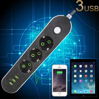 

3 Pors/4 Ports Durable EU Smart Plug Space Saving Compatible Socket Switch