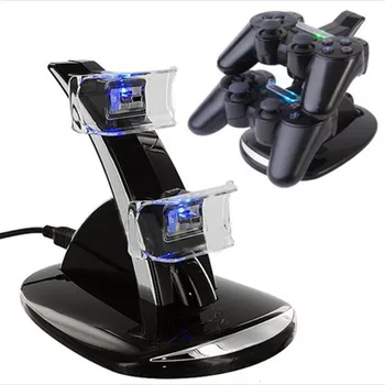 

Hot Sale LED Dual Charger Charging Stand Dock holder Video Games for PS3 Controllers Gamepad joystick