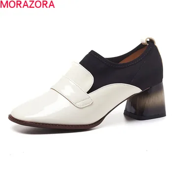 

MORAZORA New Brand fashion women pumps genuine leather high heels shoes woman fashion square toe spring ladies dress shoes