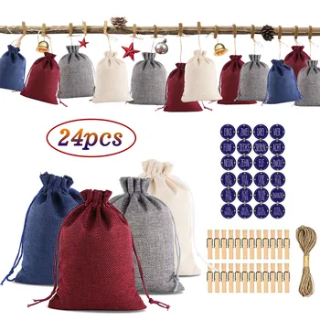 

Personalised Christmas Decorations Sacks Xmas Gift Bag Santa Christmas Cotton Linen Sack Holder Drawstring Bag Candy Pouch #LR1