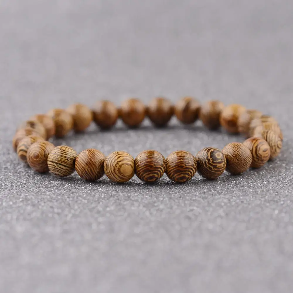 Stone Bead Bracelet Wooden Beads Cross Chakra Healing Balance Onyx Bracelets&Bangles Owl Prayer Reiki Buddha Jewelry 7