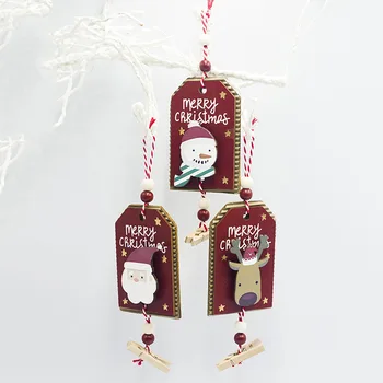 

Santa Claus and Snowman Elk Wooden Pendant Christmas Tree Decoration Ornaments Children's Toy Creative Memo Clip Listing