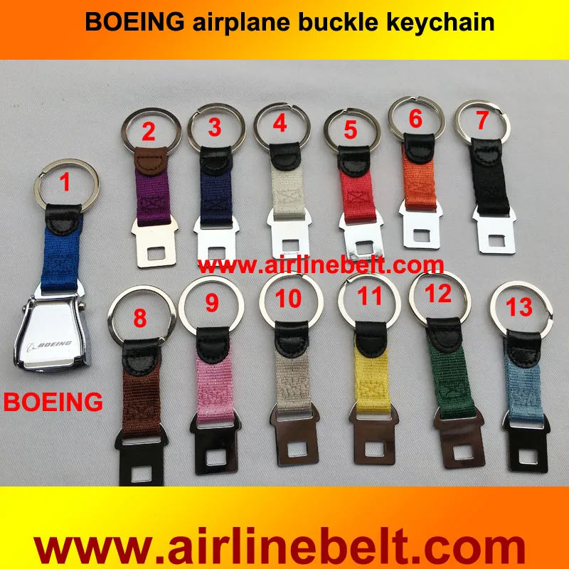 

BEOING hot selling mini airplane seat belt buckle keychain Aviation enthusiasts great gift different color buckle choose