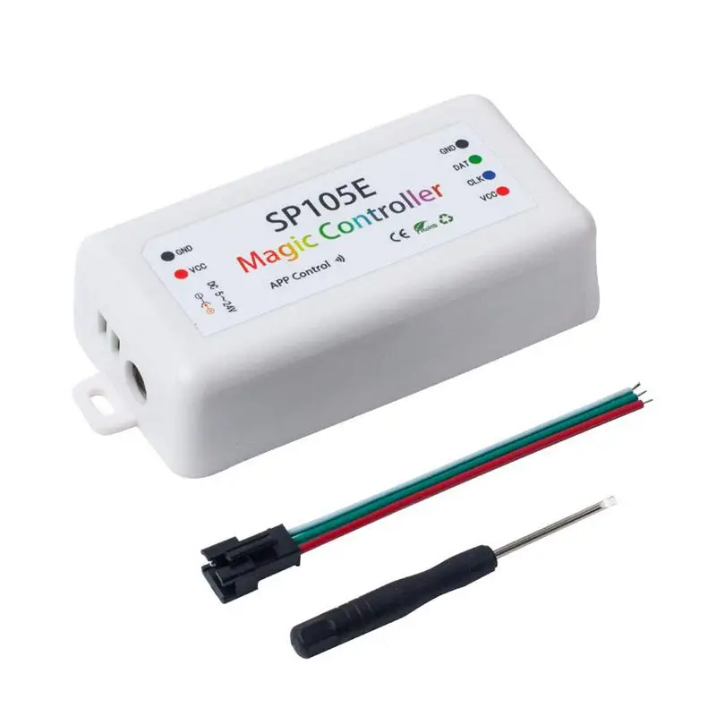 

SP105E Wireless Bluetooth Controller APP WS2811 WS2812B WS2801 SK6812 APA102 Individually Addressable Programmable LED Strip Pix
