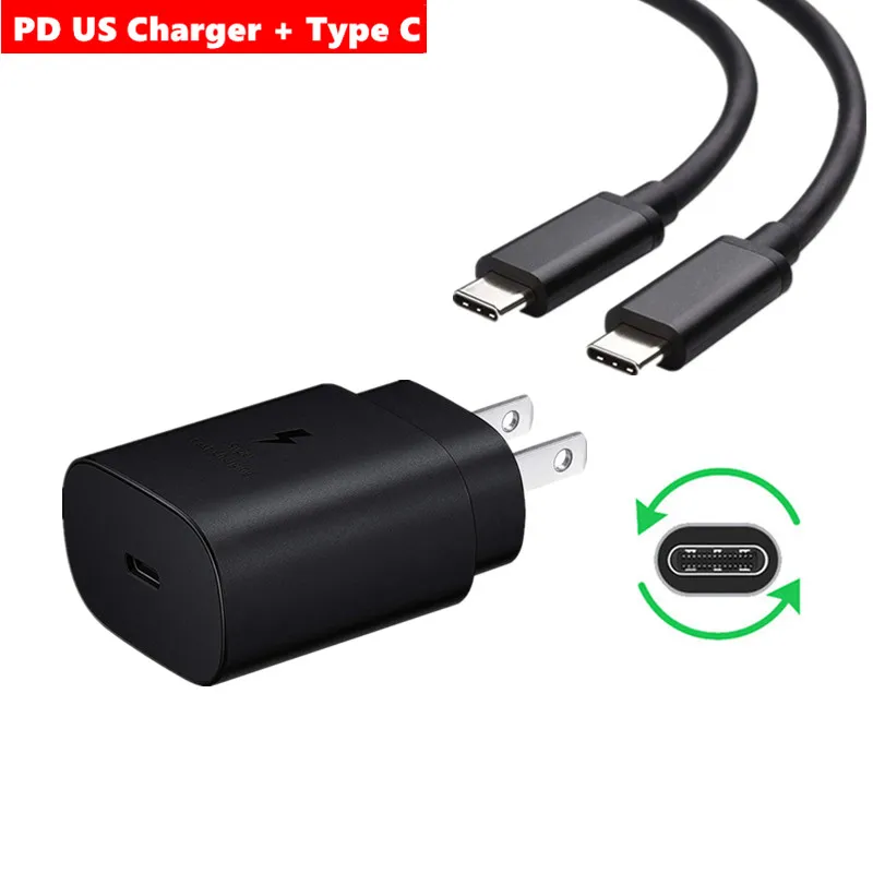 For Samsung S21 Note 20 10 A70 Super Fast Charger Cargador 25W EU Power Adapter For Galaxy Note20 S20 A90 A80 S10 5G TypeC Cable 65w usb c charger Chargers