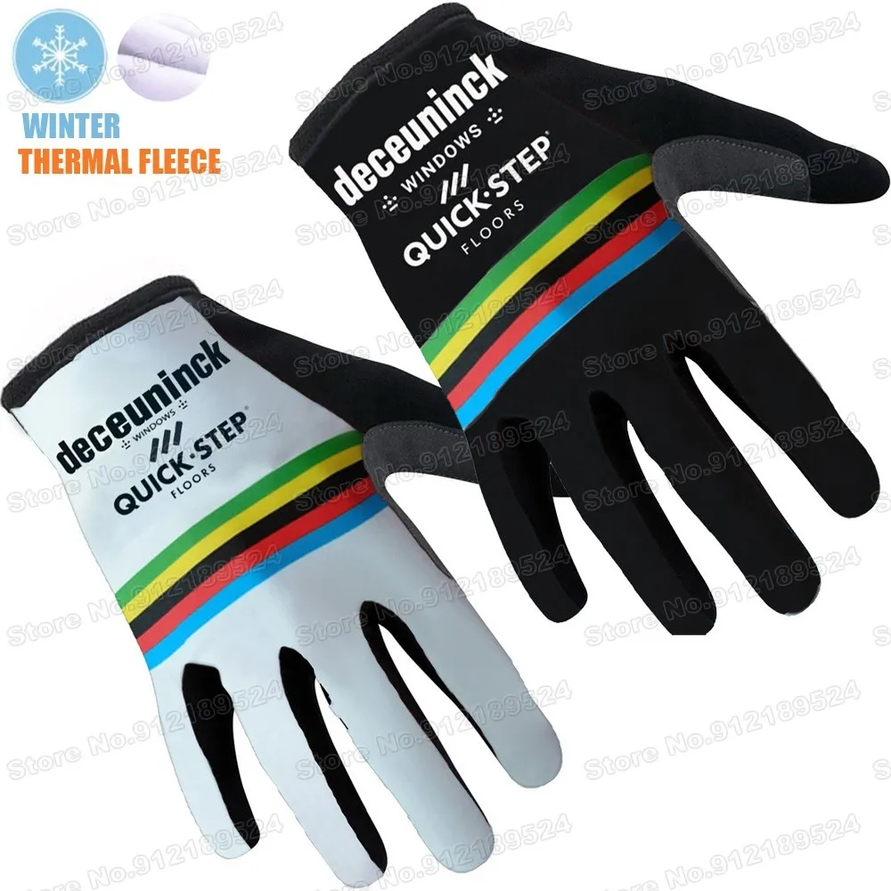 2022 Winter World Champion Quick Step Cycling Gloves Men Gel Full Finger Glove Road Bicycle Jerseys MTB Gant Cyclisme Maillot | Спорт и
