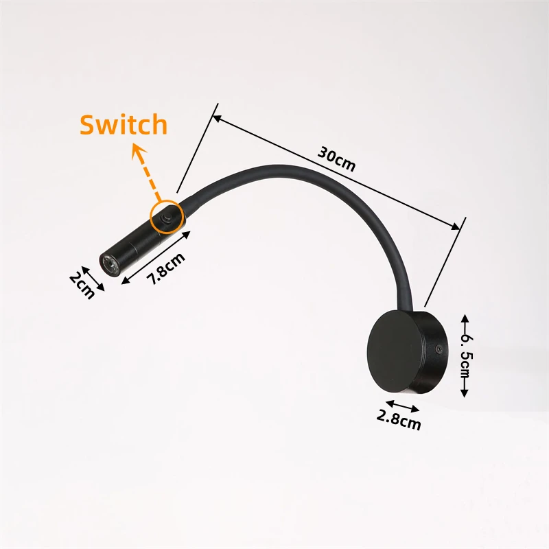 Modern LED Reading Wall Lamp 1W/3W Flexible Hose Bedside Wall Mounted Sconce Bedroom Study Book Light With Switch AC85-265V