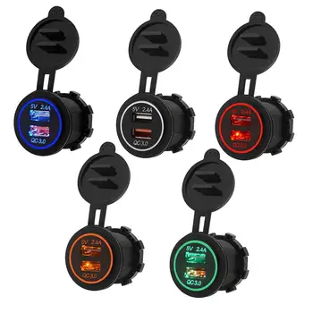 

New Car Motorcycle Rv Fast Charge Qc 3.0 Dual Usb Car Phone Charger Tablet 5V3.4A Super Quick Charge