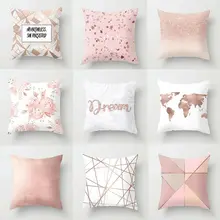 

Pillow Cover Decorative Pink Letter Printed Cushion Covers 45x45 Pillowcase Sofa Cushions Polyester cuscini decorativi