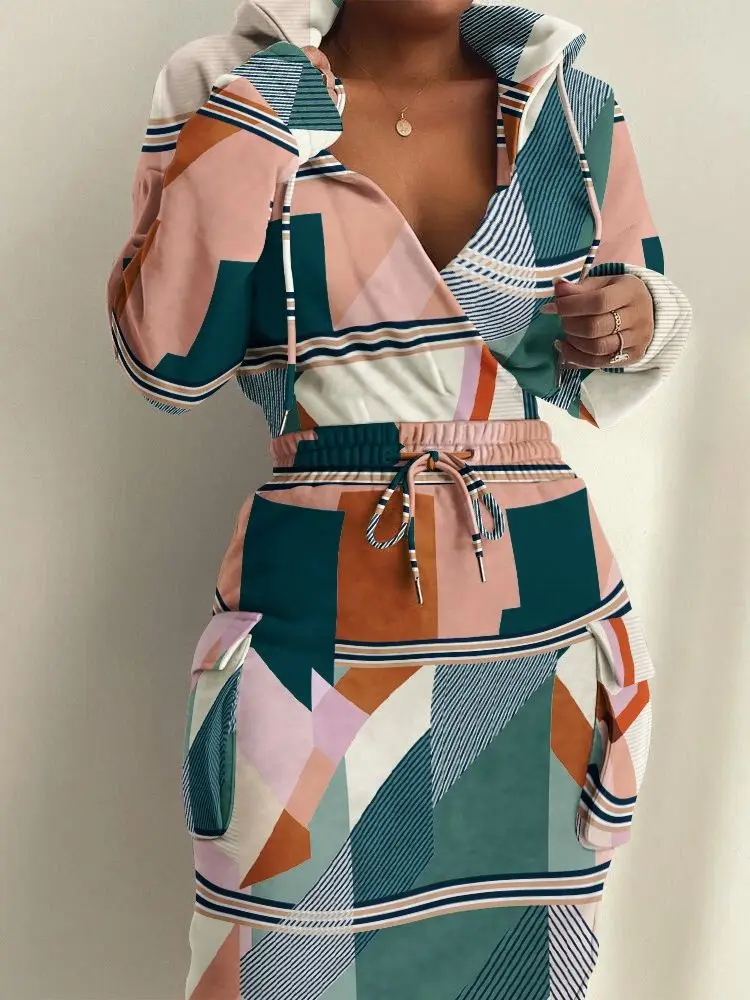 Shein Romwe Vestidos De Mujer Casual Flap Detail Drawstring Waist Hooded Sweatshirt Dress Vestido Midi Robe Femme Com Frete Grat | Женская