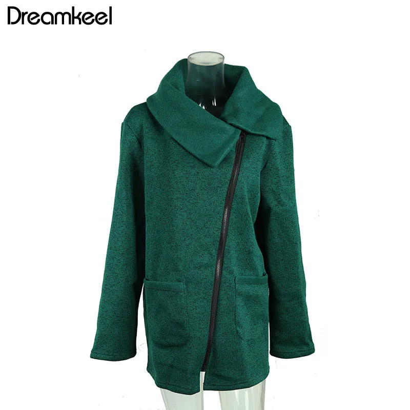 Женские осенне-зимние пальто, модная Флисовая теплая Базовая куртка на молнии сбоку, куртка-бомбер, 5XL пальто большого размера для женщин Y - Цвет: Green