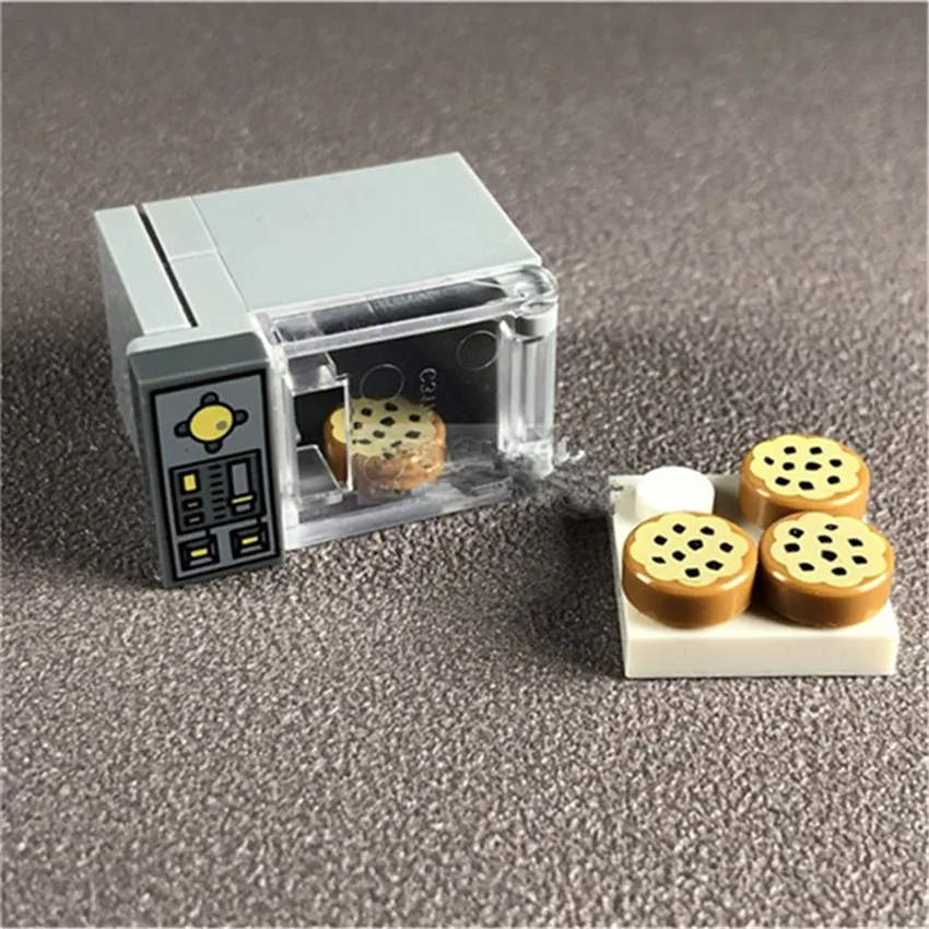 Oven Microwave Food Dessert Set Building Blocks Legoinglys Toy Block City Party Home Scenes MOC Accessories Bricks DIY Kits Toys (4)