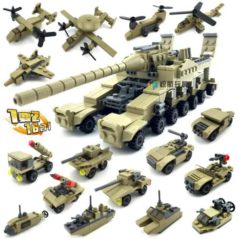 

16 in 1 Total 33 Models Army Series Transformation Super Fire Tank Building-block Toys Compatible with Legoinglys Christmas Gift