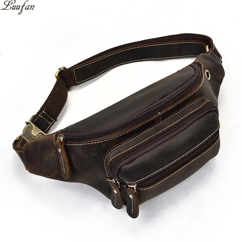 Men's Genuine Leather Cowhide Fanny Waist Belt Bag Purse Messenger Chest Bag New 