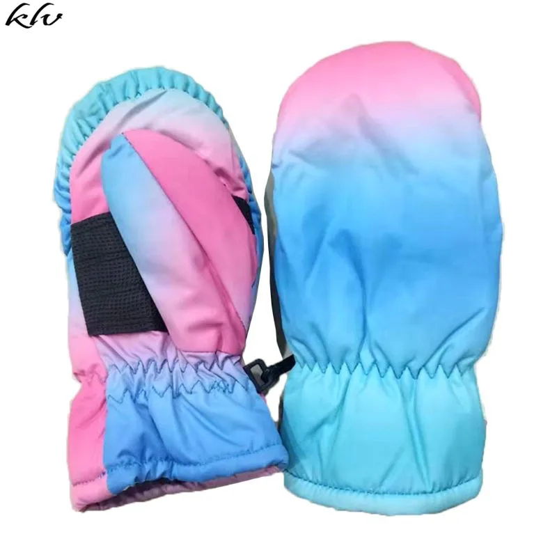 Детские варежки для мальчиков и девочек, детские зимние теплые водонепроницаемые ветрозащитные перчатки - Цвет: 2