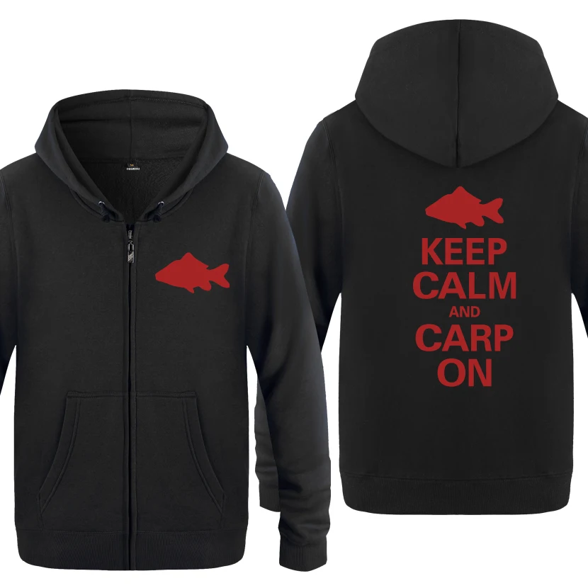 Keep Calm and Carp on Новинка Забавные толстовки мужские мужские флисовые кардиганы на молнии толстовки с капюшоном - Цвет: HEY HOT