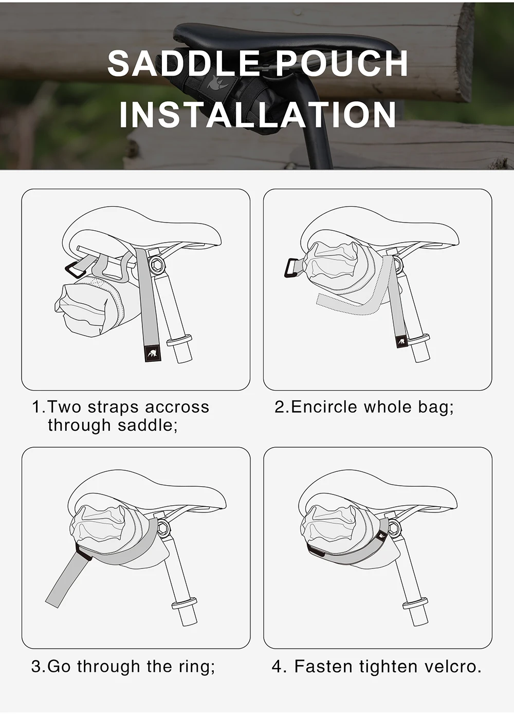 Rhinowalk Fahrradtasche, Heckwerkzeugtasche, Rücksitz, Kofferrahmen, Vordertasche, multifunktionale Burrito Pack, Fahrrad-Toolkit, Reparaturzubehör – Detail 12
