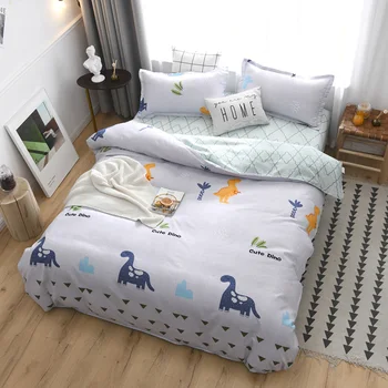 

Cartoon dinosaur printed bedding set with pillowcases single double queen sizes duvet cover set for comforter cartoon bed linens