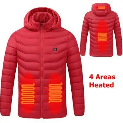 Men 9 Place Heated Winter Warm Jackets USB Heating Padded Jackets Smart Thermostat Pure Color Hooded Heated Clothing Waterproof mens parka coats sale Parkas