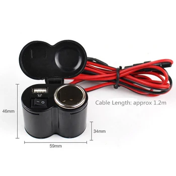 

Car Motorcycle Bike Waterproof Cigarette Lighter USB Power Charging Socket New E7CA