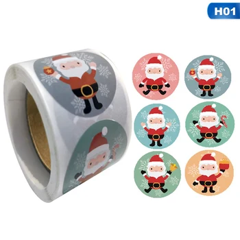 

200pcs/roll Santa Claus Kraft Stickers Merry Christmas Xmas Tree Tape Package Label Scrapbooking Paper Party Supplies