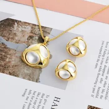 

Viennois Dubai Jewelry Set For Women Mix Color Round Design Necklace and Stud Earrings Jewelry Set Fashion Jewelry for women