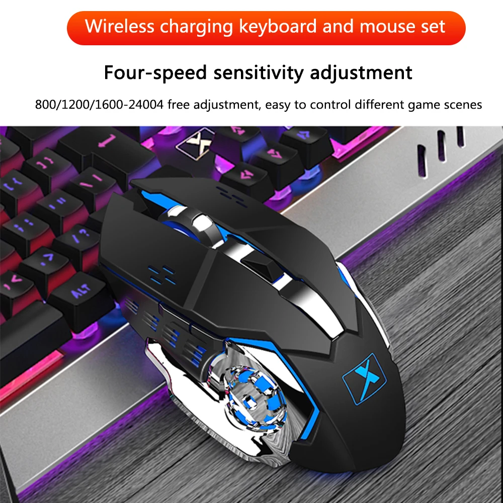  K680 Rechargeable Wireless Game Keyboard And Mouse Set RGB Backlit Metal Panel Waterproof Gaming Ke