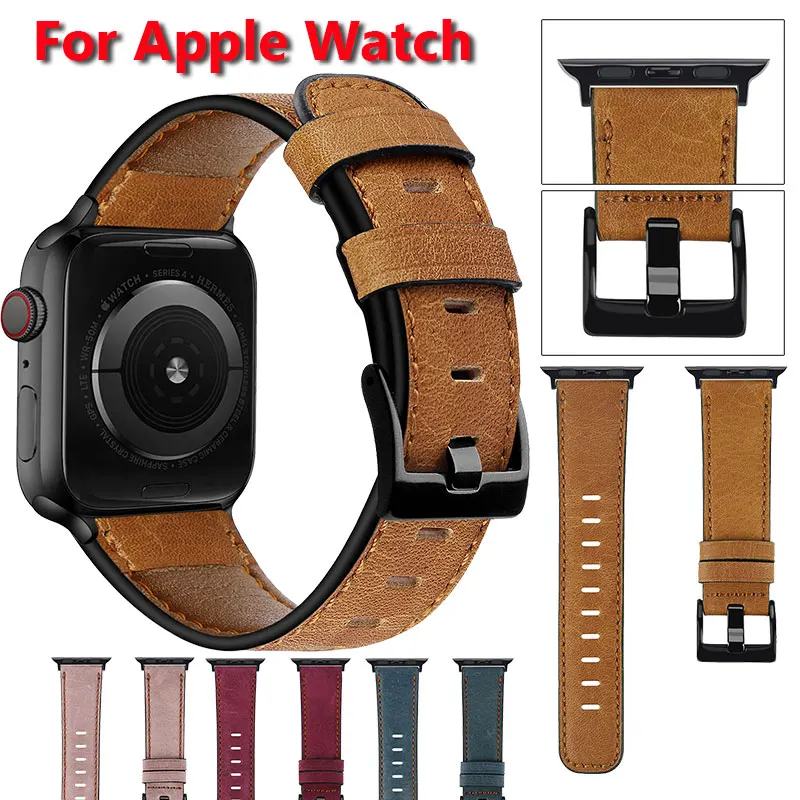 44 мм 42 ремешок для Apple Watch из натуральной кожи 5 4 3 2 1 серия 38 40 Iwatch браслет | Наручные