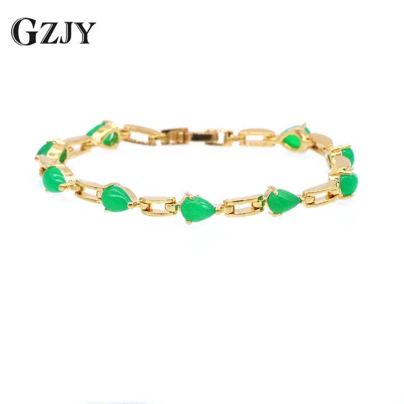 GZJY модные украшения Шарм желтая капля золотистого цвета зеленый браслет из натурального камня для женщин простой Pulseira Feminia