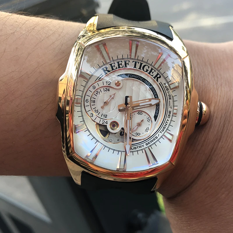 Новое поступление 2021 роскошные спортивные мужские часы Reef Tiger/RT со стальным белым