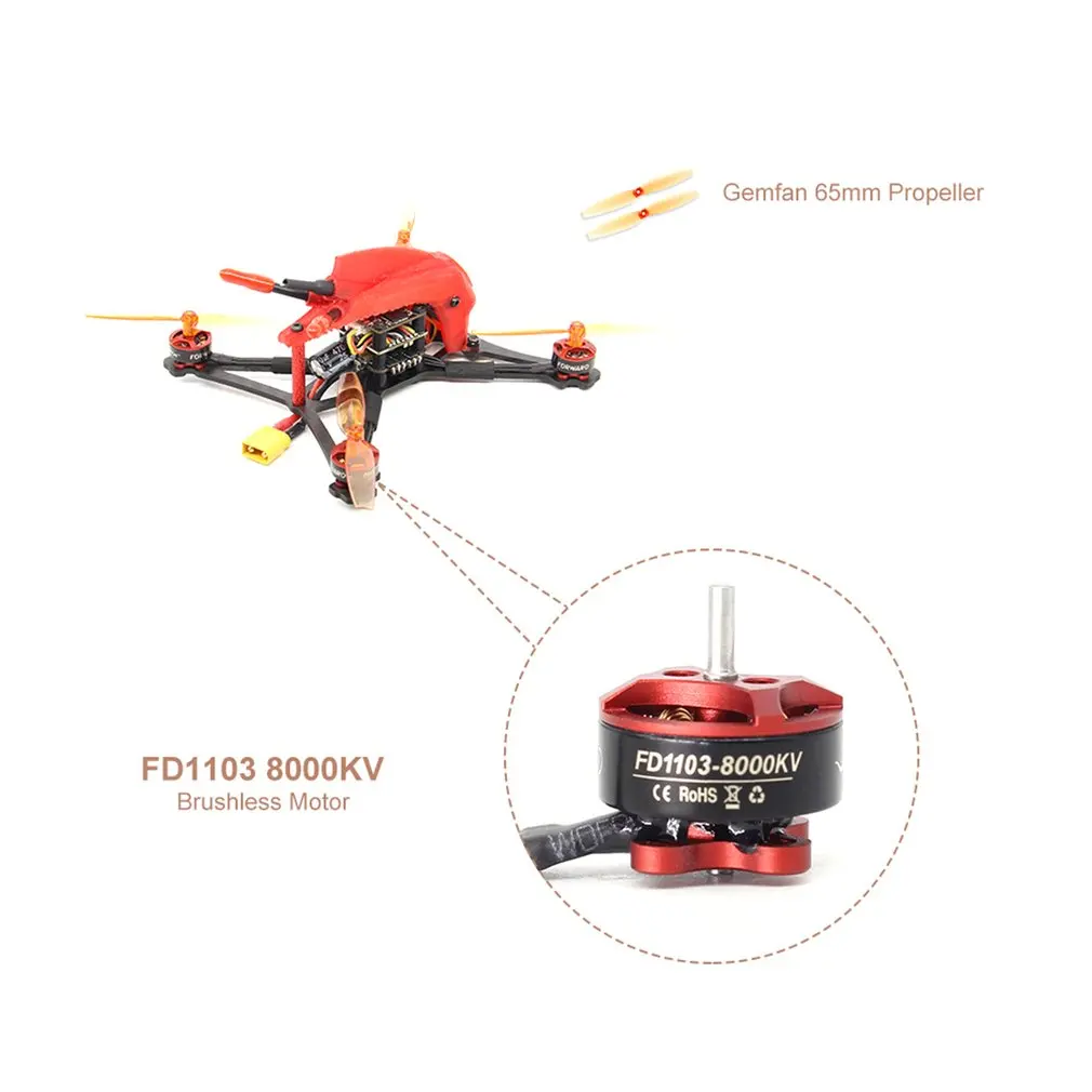Зубочистка Parrot120 микро RC FPV гоночный Дрон PNP F411 2-4S управление полетом 13A 4в1 ESC 1103 кв мотор-красный