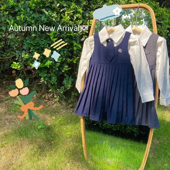

Autumn Japanese-Style Children Shirt Dress College Style Pleated Vest Dress Student Sweet School Clothes Kids Dresses for Girls