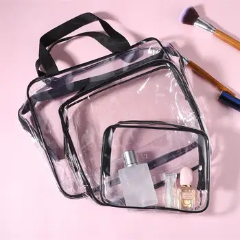 

3PCS Makeup Brush Tool Holder Bags Transparent Cosmetic Bag Sundries Holder Toiletries Storage Pouch For Travel
