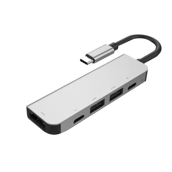 

5 in 1 USB-C Hub Dock 4K HD Large Screen Adapter 2 USB 3.0 Heat Dissipation Aluminum Alloy Laptop PD USB C Hub