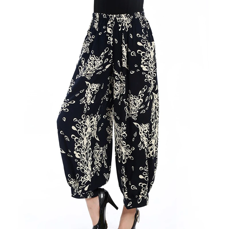 

Plus Size 2020 Spring Summer Women Casual Floral Printed Pants Elastic Waist Harem Pants Elegant Trousers Pantalon Femme