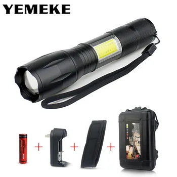 

T6 LED Flashlight Super Bright Waterproof Rechargeable Flashlights Torch Zoomable COB Side Light 4 Modes For Emergency Lighting