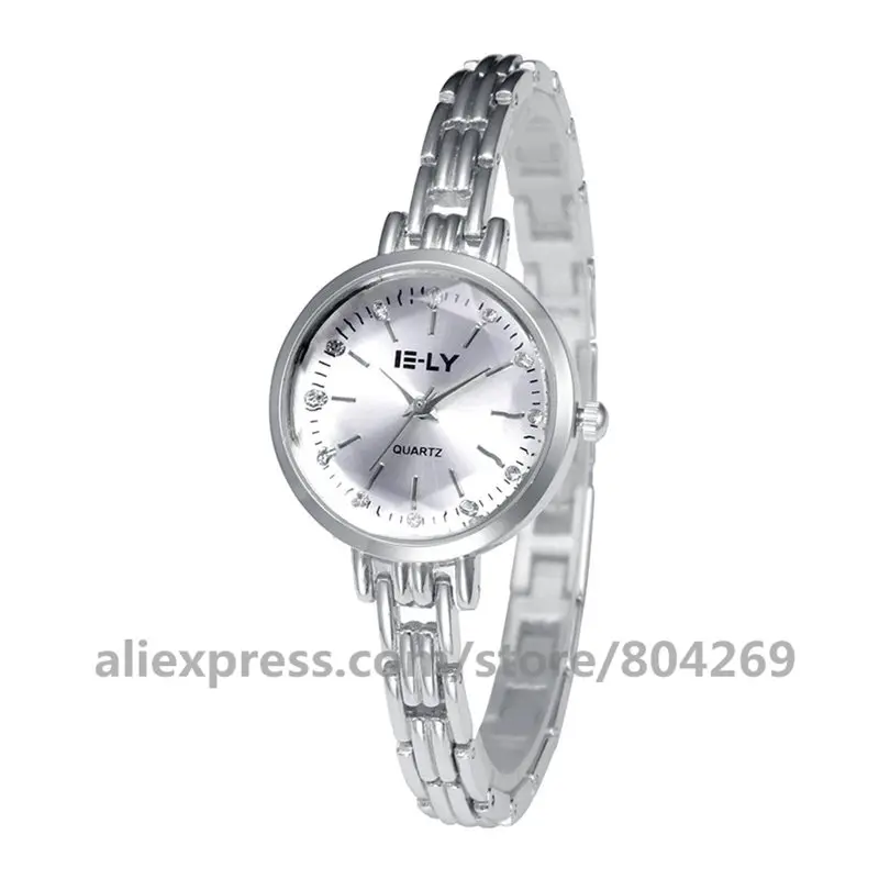 E-LY 062 женские часы-браслет Горячая Мода женские кварцевые часы сплав женское платье Два цвета браслеты наручные часы - Цвет: silver silver
